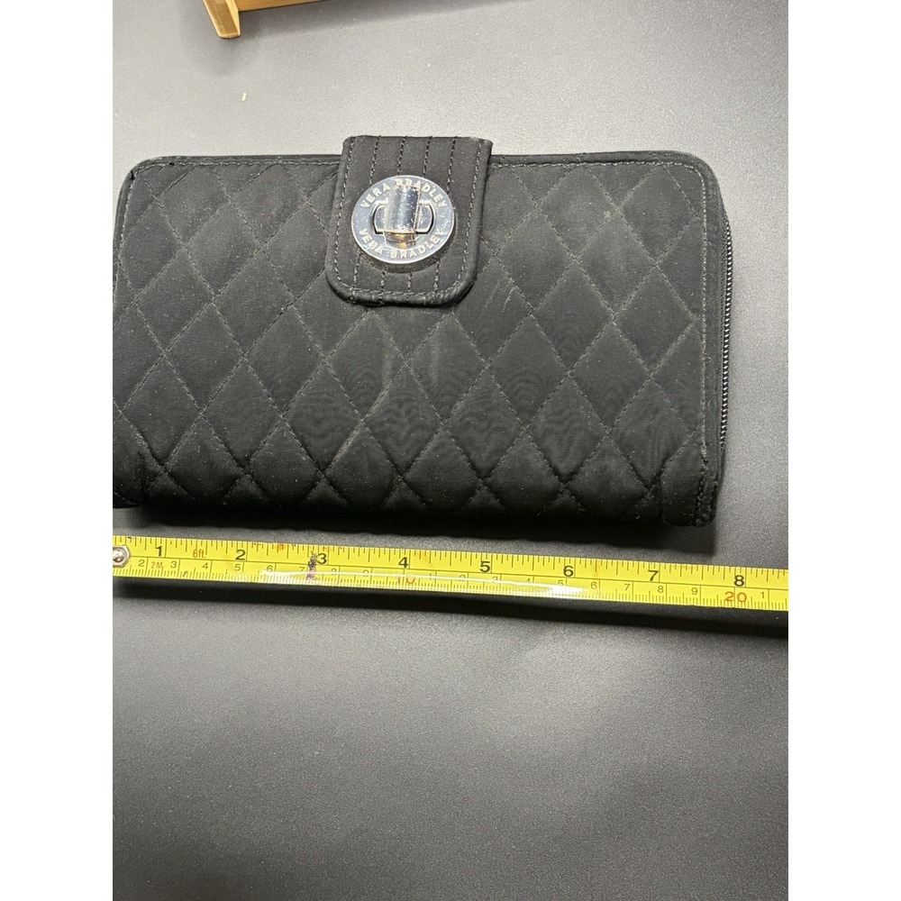 Vera Bradley Black Leopard RFID Quilted Turnlock Wallet - Picture 7 of 9